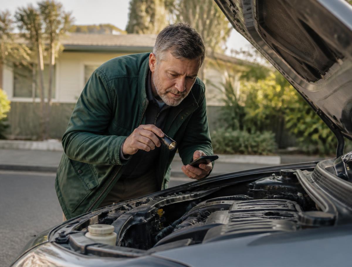 A carfinder inspecting a vehicle before purchase